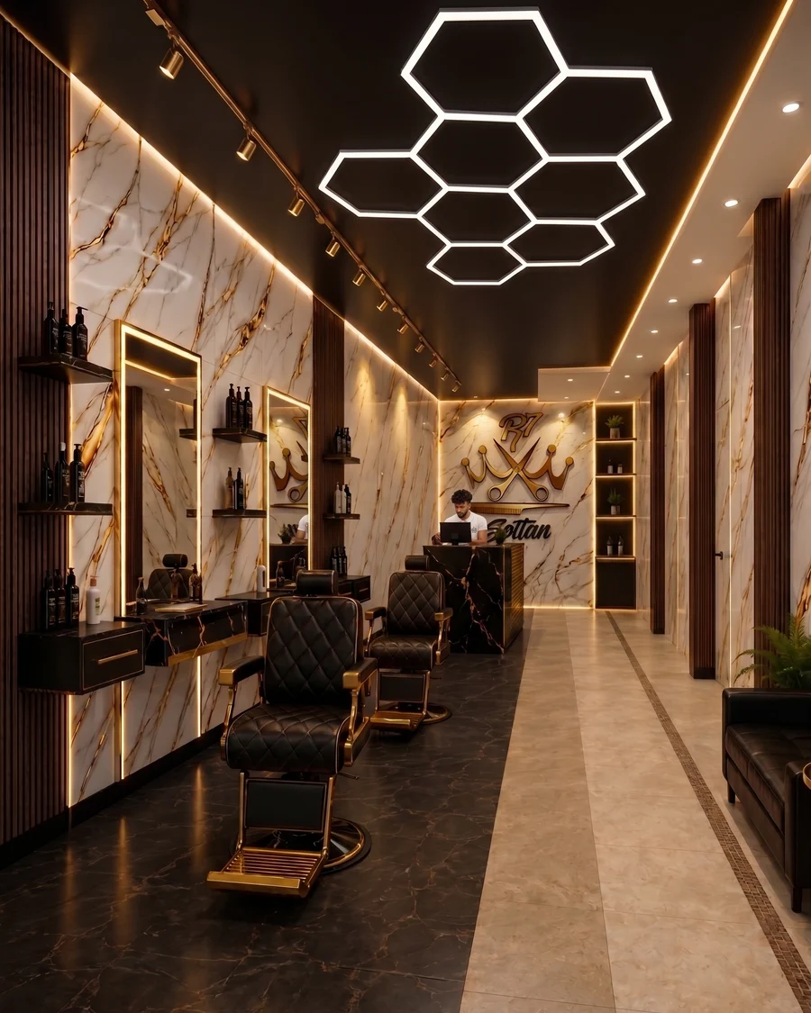 Interior de El R7 Barbershop